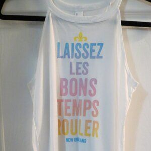 NWOT Laissez Les Bons Temps Rouler New Orleans Mardi Gras White Tank Size Medium